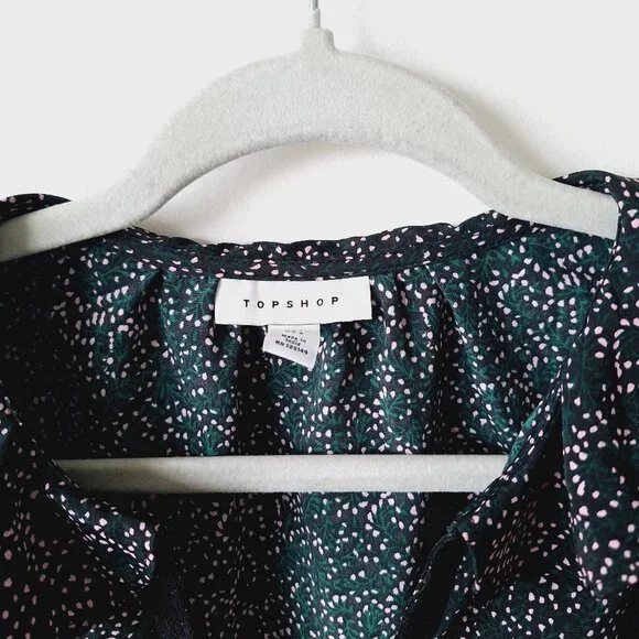 TOPSHOP Lace Inset Floral Ruffle Top - Black - Picture 3 of 9